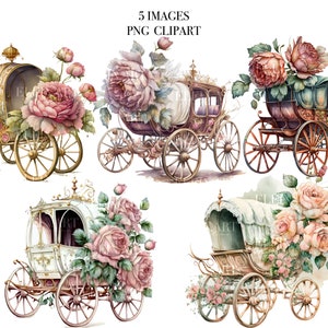 Clipart di carrozza dell'acquerello, acquerello della neonata, carrozza della principessa, clipart della principessa, acquerello della principessa, clipart dell'acquerello da favola