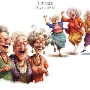 Oude dames clipart, vrouwen clipart PNG, oude mensen clipart, oude leeftijd clipart, aquarel oude vrouwen, grappige dames clipart, oude mensen PNG
