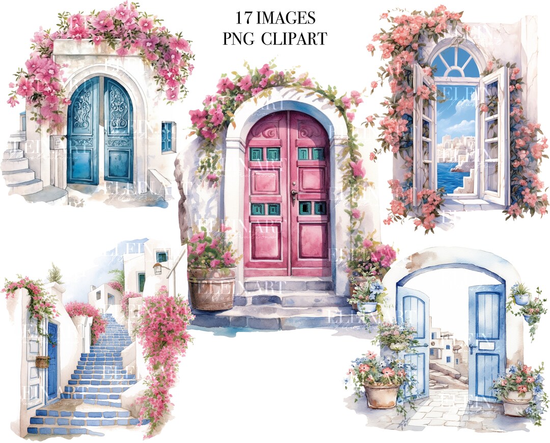 Door Clipart, Window Clipart, Door Watercolor, Window Bundle PNG ...