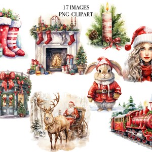Watercolor Christmas Clipart PNG, Christmas Bundle Clipart, Watercolor Winter Clipart, Christmas Decor Clipart, Holiday Watercolor Clipart
