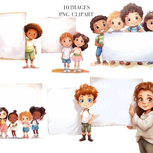 Cartoon Kinder Clipart, Cartoon Kinder PNG, Kinder Clipart, Schulkinder Aquarell, Schulkinder Aquarell, Schulkinder Clipart