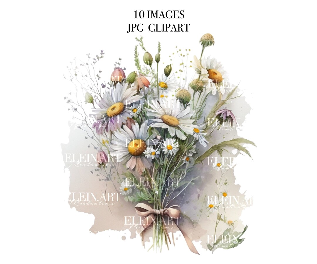 Wildflower Bouquet Clipart Wildflower Clipart Watercolor - Etsy