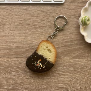 Rusk Keychain,BUTTER Keychain,Whimsical Keychain,Gift For Pastry Lovers,Kawaii keychain,cute keychain, handmade,college apartment decor