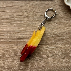French Fries Keychain, Ketchup Dip, Handmade Food Charm