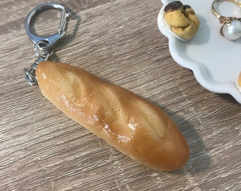 Baguette Keychain,Bread Keychain,French bread Keychain, breakfast Keychain,funny keychain,realistic, college apartment decor, handmade