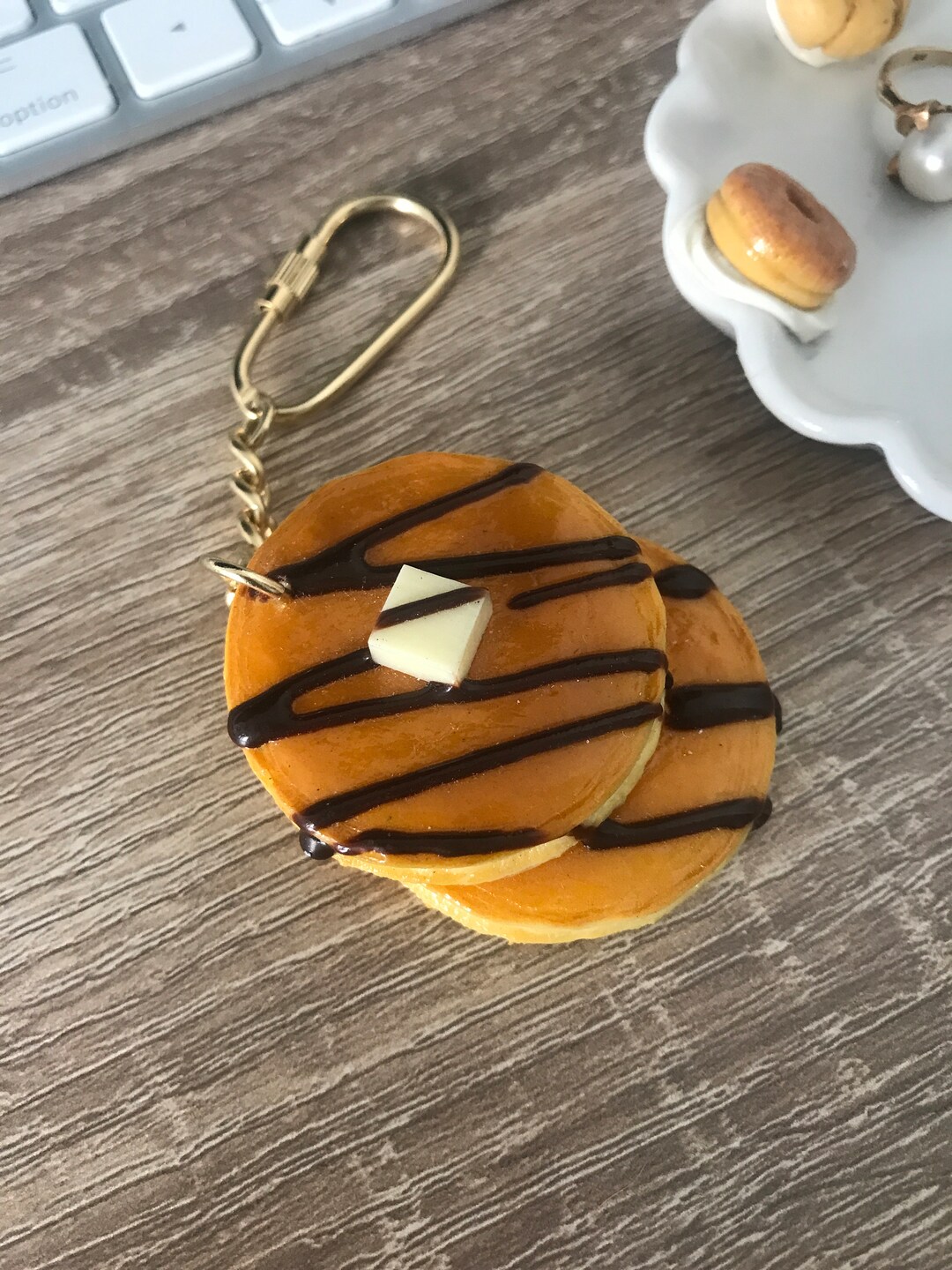 Pancake Keychain Chocolatekawaii Keychaincute Etsy