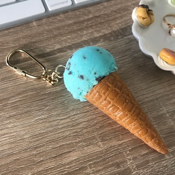 Chocolate Ice Cream Keychain Etsy
