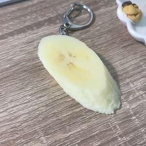 Banana Keychain,Kawaii keychain,cute keychain,fruit keychain,Banana slice,cut banana,sliced banana, handmade,college apartment decor