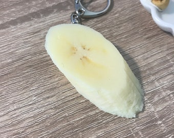 Banana Keychain,Kawaii keychain,cute keychain,fruit keychain,Banana slice,cut banana,sliced banana, handmade,college apartment decor