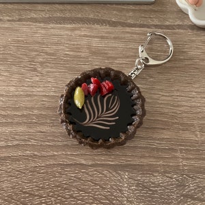 Chocolate Tart Keychain,Chocolate Keychain,Choco Keychain,fake food keychain,Kitchen Decor,Birthday Gift, handmade keychain,Faux food