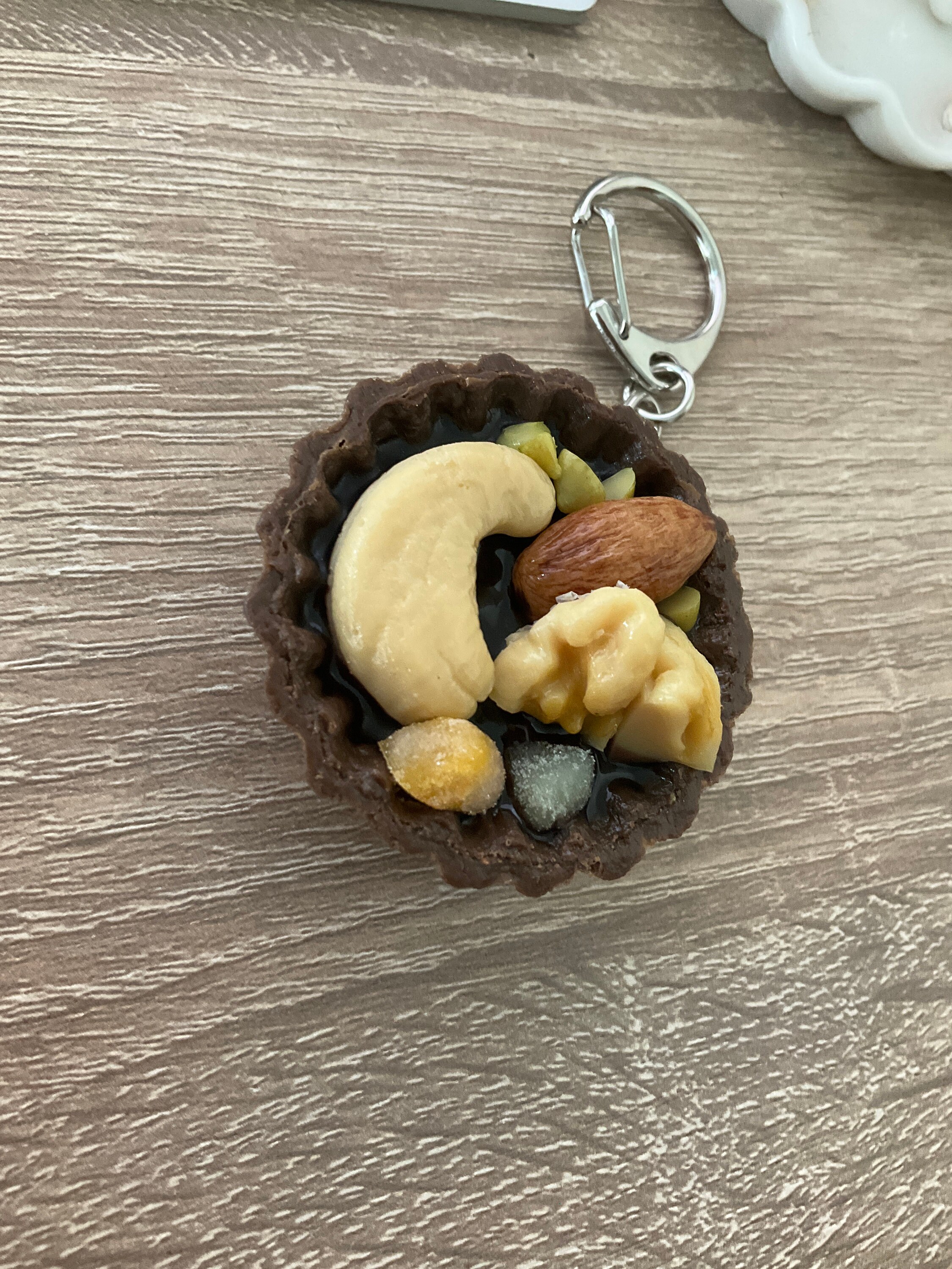 Key Chain Choco Chocolate Tart Keychain With Nuts, Handmade Keychain, Chocolate ...