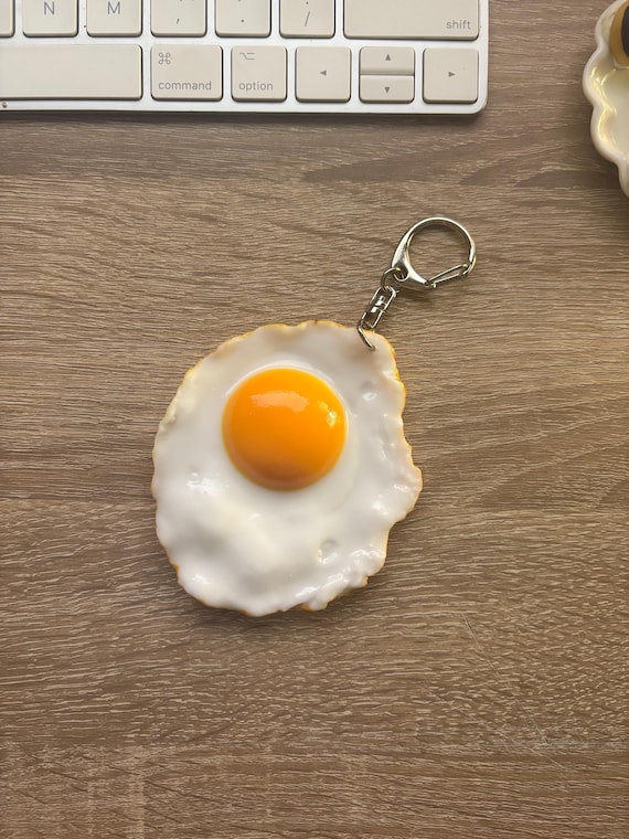 Sunny Side-Up Egg Keychain Large, PVC Foodie Charm, Made in Japan