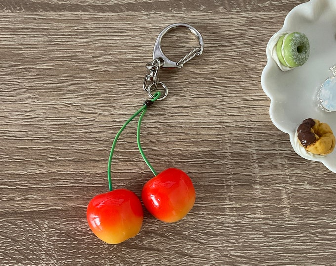 Cherry Keychain+Kawaii keychain+cute keychain+fruit keychain+unique gift+different gift+fun gift+sweet+made in Japan+exciting gift+school