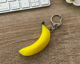 Banana Keychain Whole,Kawaii keychain,cute keychain,fruit keychain,Banana slice,cut banana,sliced banana, handmade,college apartment decor