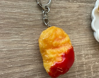 Chicken Nugget Keychain,Kawaii keychain,cute keychain, CHICKEN Keychain,Whimsical Chicken Nugget Keychain, handmade, apartment decor