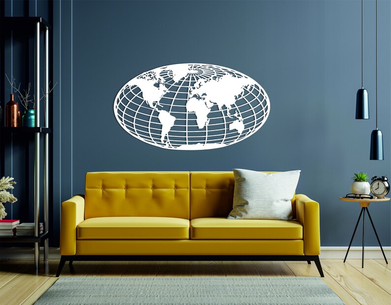 World Map Metal Wall Art, World Map Metal Wall Decor, Large Metal World
