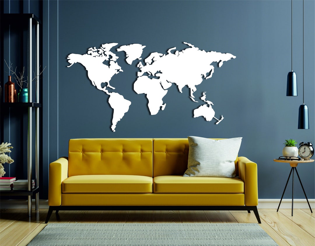 Metal World Map Wall Art, Metal World Map Decor, Metal Map Wall Art