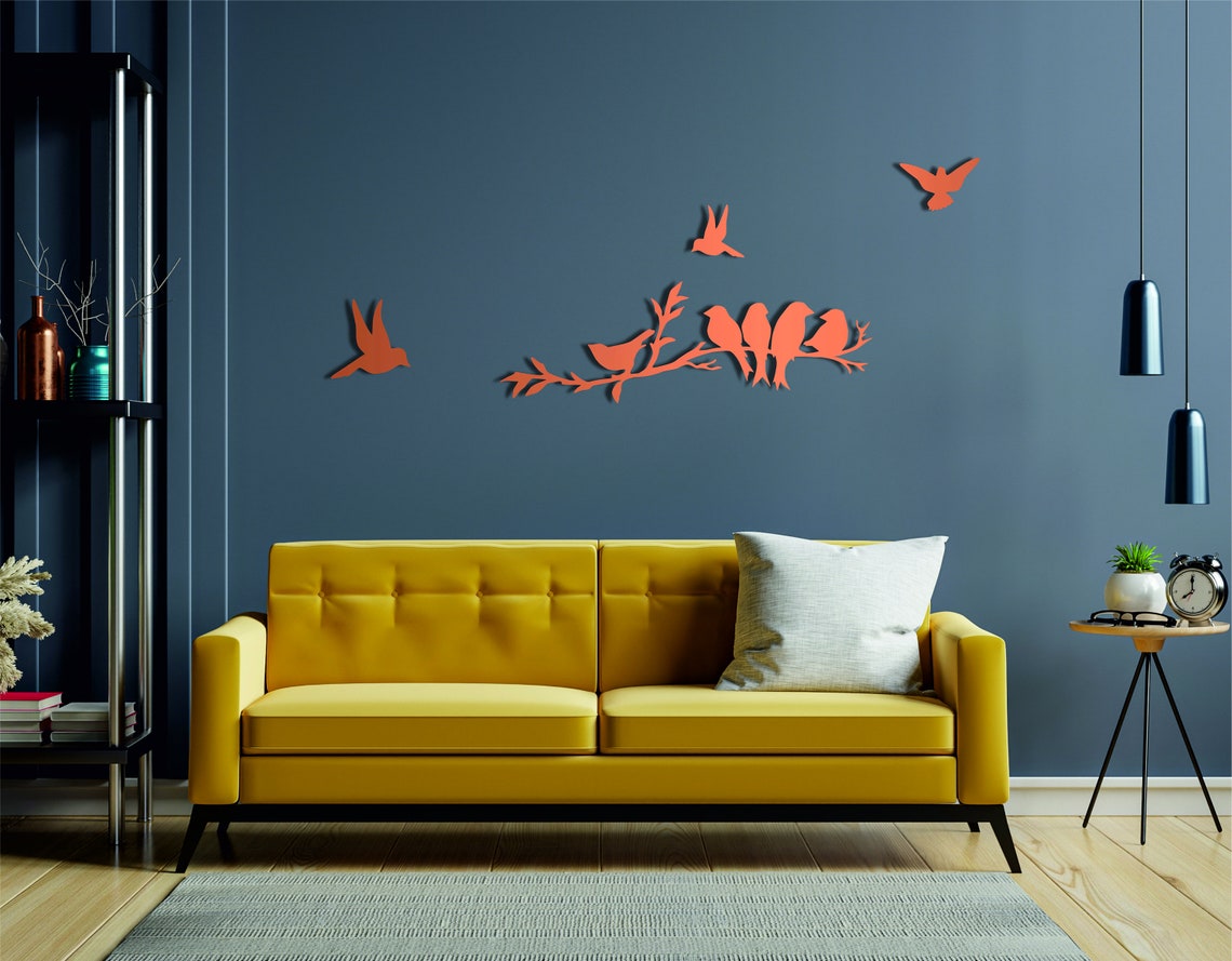 Birds Metal Wall Art, Birds Metal Wall Decor, Birds on Branch, Living