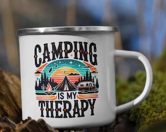 Campervan Enamel Camp Mug / Personalised Camper Van Gift / His And Hers / Couple Travel Present / Accessories Camping / Retro Caravan