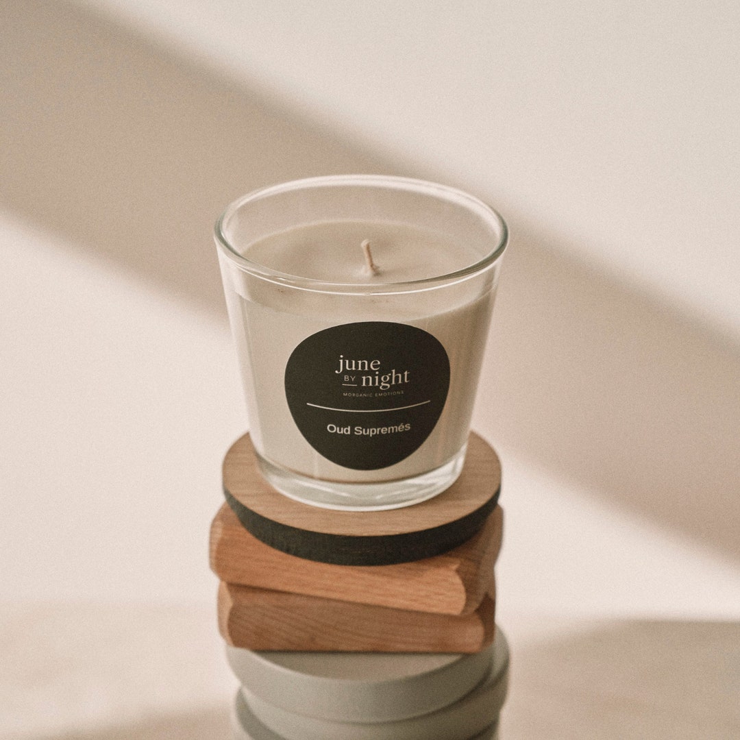 Handmade Scented Candle in Glass With Wooden Lid, 100% Canola Wax, Gift ...