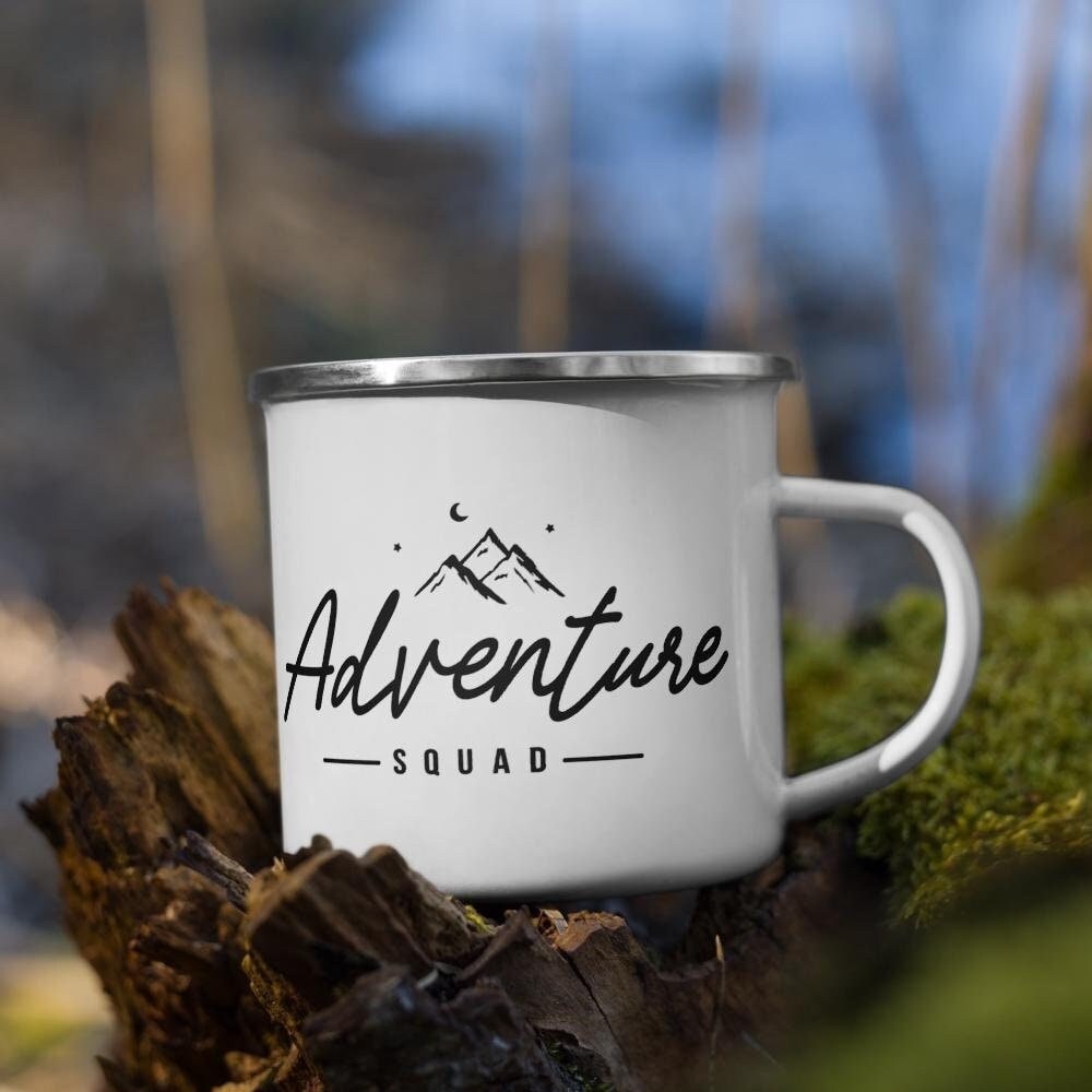 Adventure Enamel Mug - Gift for Travel Lovers | Outdoor Travel Enamel Cup - Camping Mug