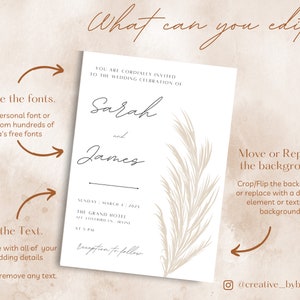 Pampas Grass Wedding Invitation Set DIGITAL DOWNLOAD Fully - Etsy