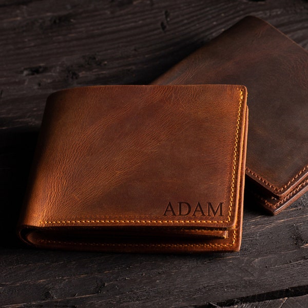 Portefeuille en cuir personnalisé pour hommes, cadeau pour papa grand-père, portefeuille porte-cartes, cadeau d’anniversaire, cadeau de Noël