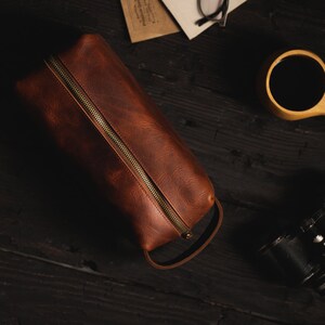 Leather Dopp Kit Toiletry Bag, Custom Luxury Travel Essentials Bag, Personalized Best Man Groomsmen Gift, Anniversary Gift image 9