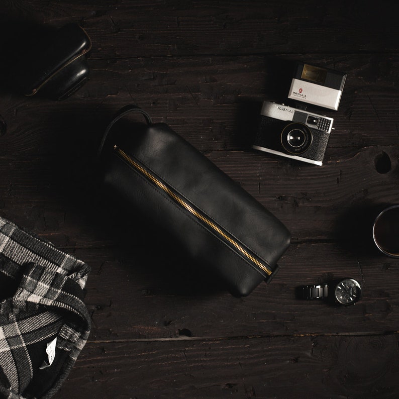 Leather Dopp Kit Toiletry Bag, Custom Luxury Travel Essentials Bag, Personalized Best Man Groomsmen Gift, Anniversary Gift image 6