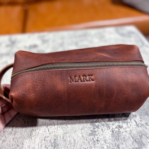 Leather Dopp Kit Toiletry Bag, Custom Luxury Travel Essentials Bag, Personalized Best Man Groomsmen Gift, Anniversary Gift image 4