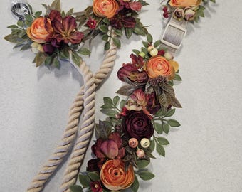Collar floral otoñal personalizado para perro, atuendo de boda de otoño