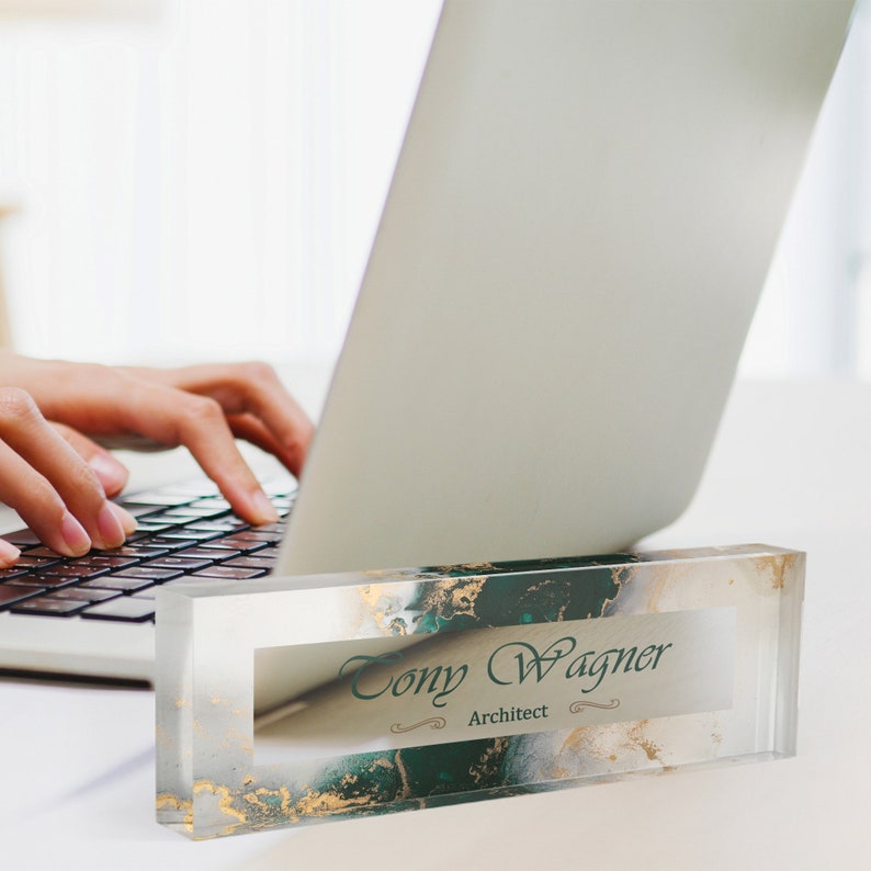 Green Marble Concept Desk Name Plate Office Gifts Custom Personalized ...