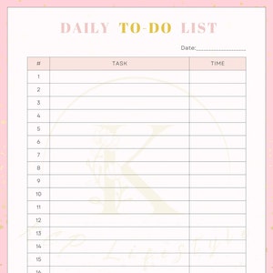 Pink and White Daily To Do List, Minimal Productivity Planner, Instant Download, Daily Schedule, Printable Planner