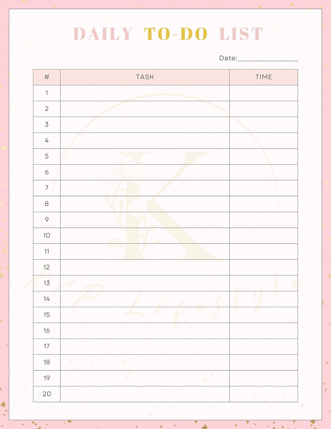 Pink and White Daily to Do List, Minimal Productivity Planner, Instant ...