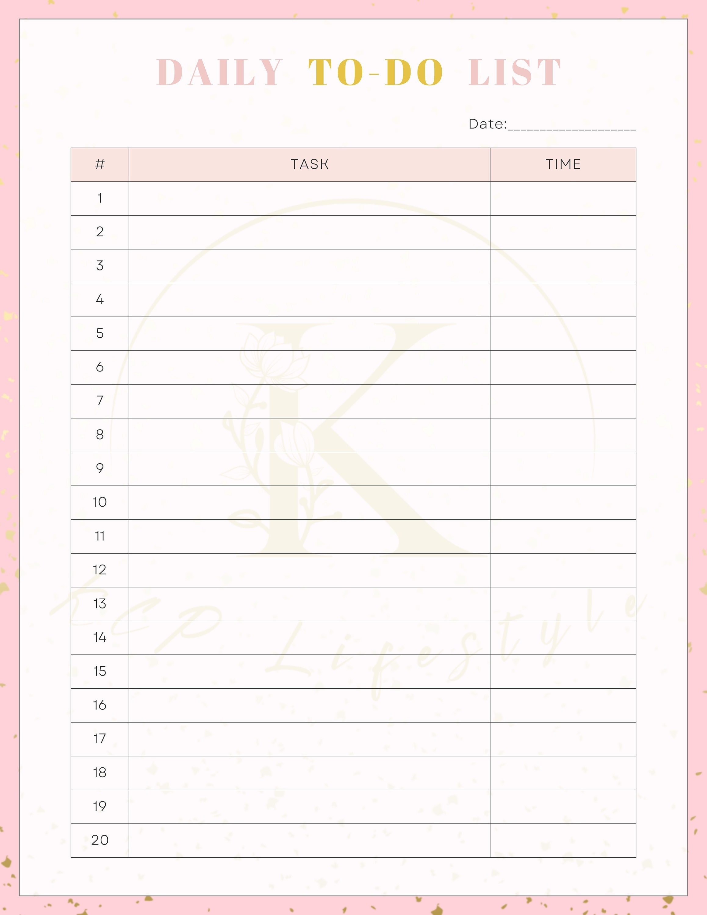 Pink and White Daily to Do List, Minimal Productivity Planner, Instant ...
