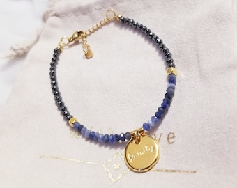 Minimalist Family Sodalite Bracelet in High Quality Gold Plated