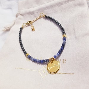 Minimalistisches Familien-Sodalith-Armband mit hochwertiger Vergoldung
