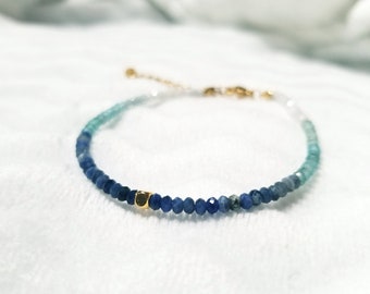 Minimalist Moonstone Apatite and Sodalite Bracelet in High Quality Gold Plated