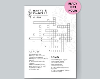 Casse-tête minimaliste de mots croisés de mariage personnalisé, casse-tête de mariage géant, jeux personnalisés de douche nuptiale, casse-tête personnalisé pour mariage