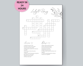 Mots croisés de mariage personnalisés minimalistes sirotez et résolvez des casse-tête, activité de mariage, jeux de pelouse, mots croisés de douche nuptiale, jeux de douche nuptiale