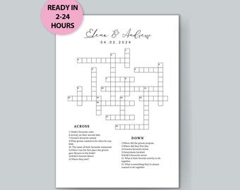 personalized wedding Crossword Puzzle, custom Wedding Activity, Lawn Games, Wedding Crossword Puzzle, bridal shower games, wedding shower