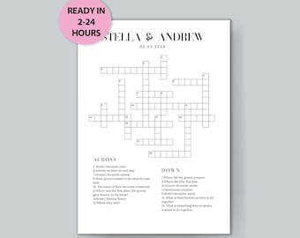 personalized wedding Crossword Puzzle, custom Wedding Activity, Lawn Games, Wedding Crossword Puzzle, bridal shower games, wedding shower