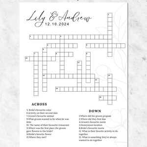Personalized Wedding Crossword Puzzle Custom Wedding Activity Lawn Personalized Wedding Crossword Puzzle Custom Wedding Activity Lawn
