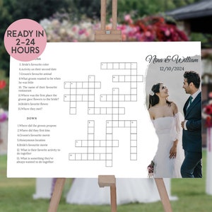 Custom Wedding Crossword Sip and Solve Puzzle, Personalized Giant Sip & Solve Shower Game, Sip and solve wedding game template download