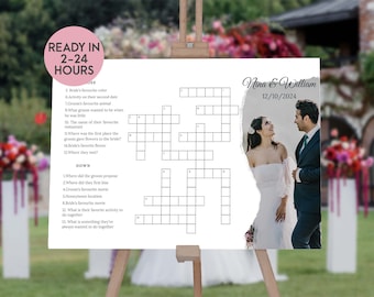 Custom Wedding Crossword Sip and Solve Puzzle, Personalized Giant Sip & Solve Shower Game, Sip and solve wedding game template download