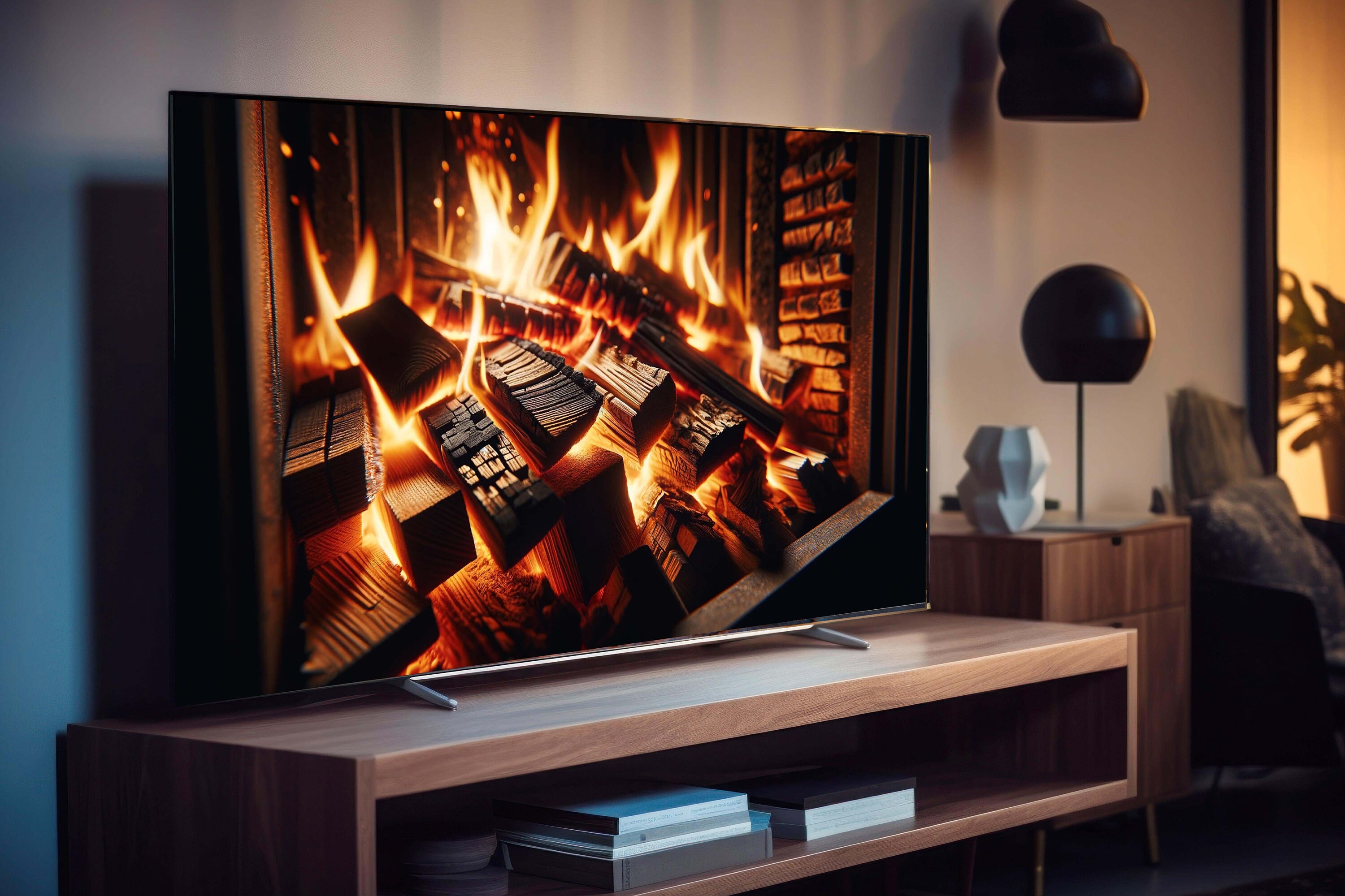 Samsung Tv Fireplace Wallpaper