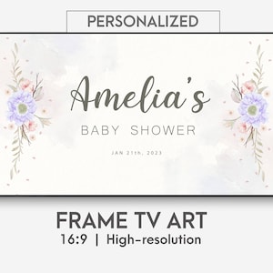 Samsung Frame TV Art personalized Baby Shower, baby shower party decor, baby shower digital tv art, personalized baby shower art