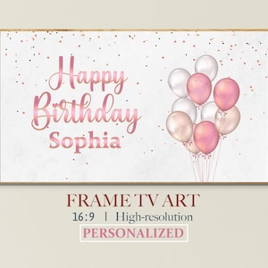 Samsung Frame TV Art Birthday, Personalized Birthday TV Art, Balloons Happy Birthday, Digital Download for Samsung Frame, Birthday art