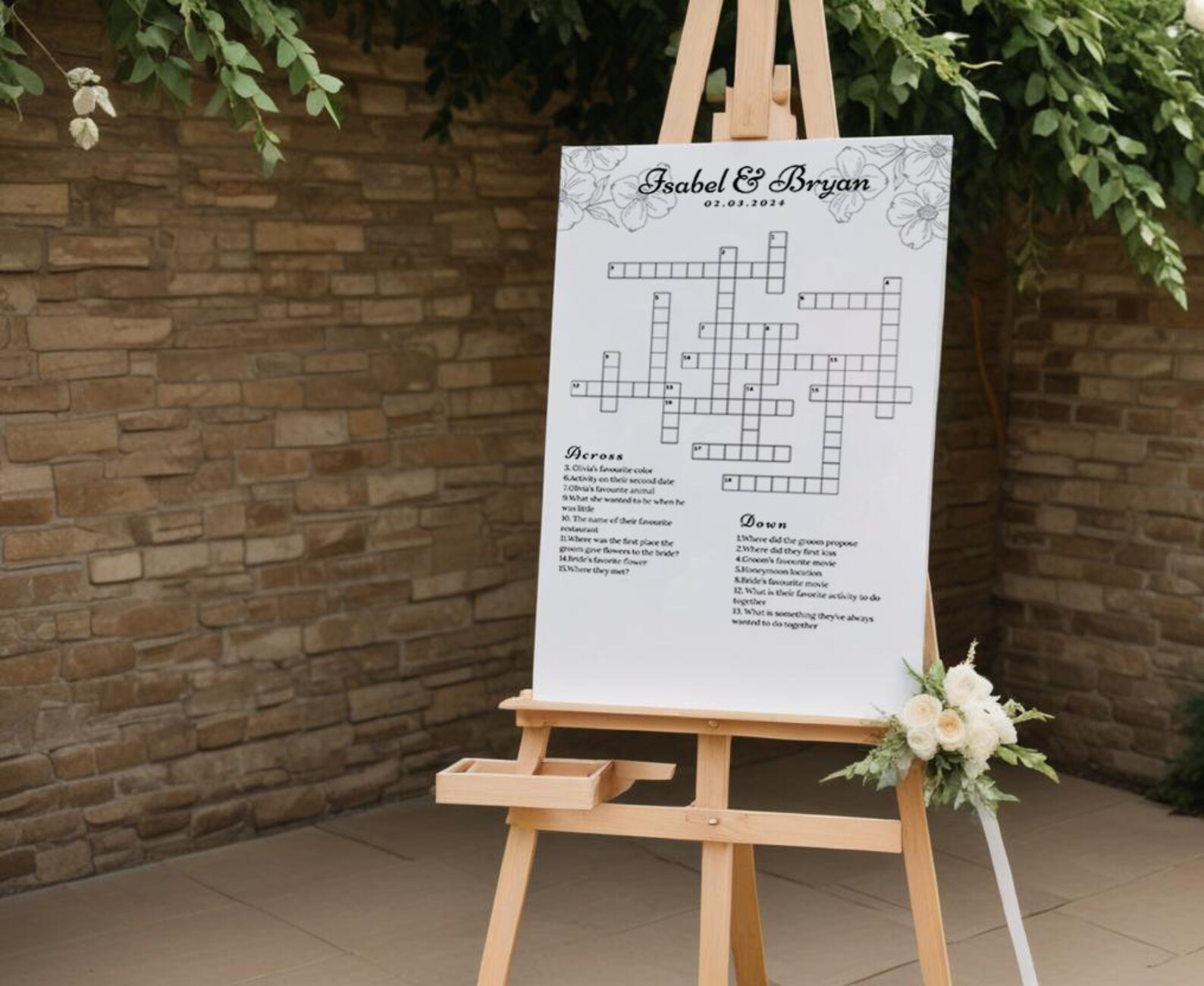 Custom Wedding Crossword Puzzle, Personalized Sip and Solve, Bridal ...