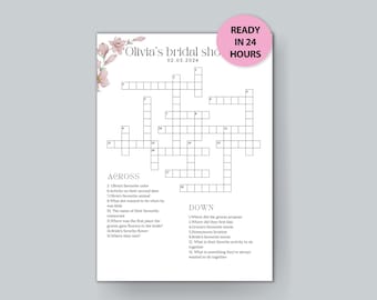 Custom Bridal Shower Crossword Puzzle Game, Custom Wedding Activity, Lawn Games, Wedding Crossword Puzzle, wedding puzzle,